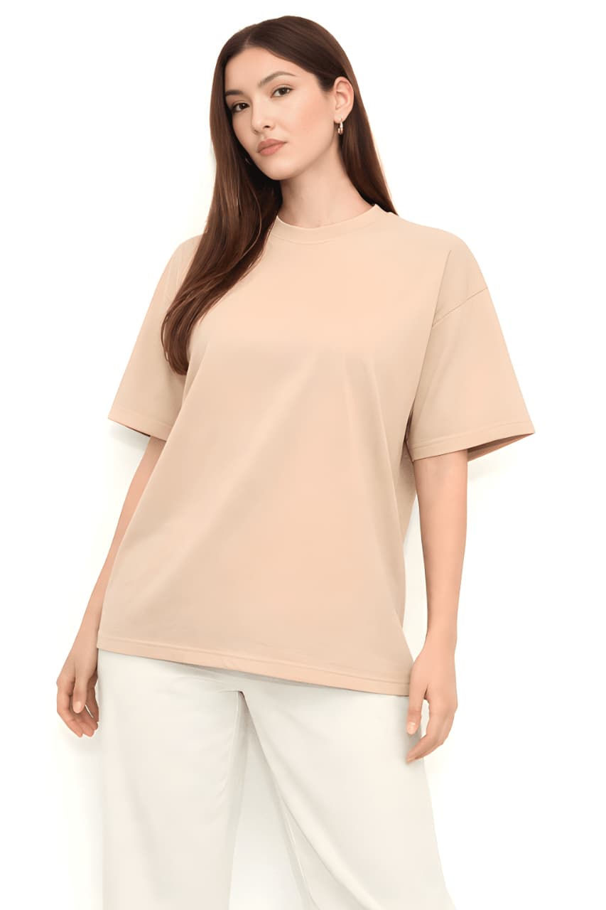 Women Oversized Plain Cotton Casual Everyday Tee
