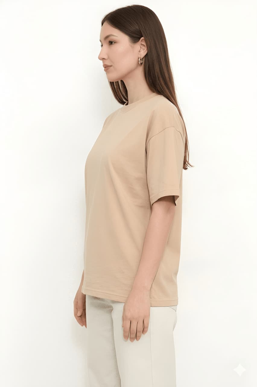Women Oversized Plain Cotton Casual Everyday Tee