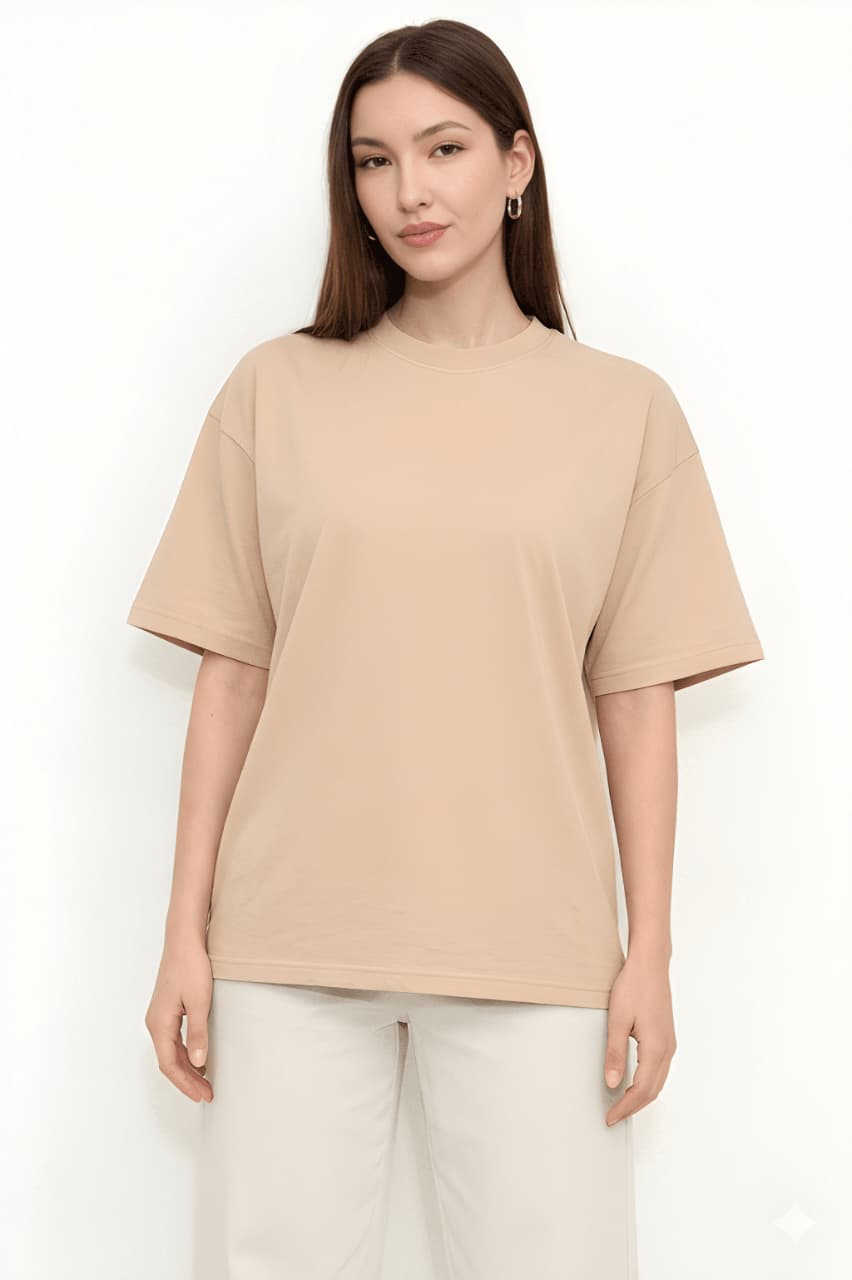 Women Oversized Plain Cotton Casual Everyday Tee