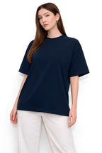Women Oversized Plain Cotton Casual Everyday Tee