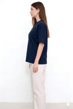 Women Oversized Plain Cotton Casual Everyday Tee
