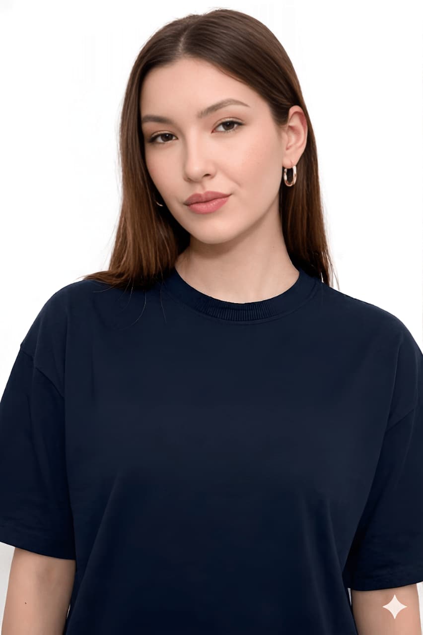 Women Oversized Plain Cotton Casual Everyday Tee