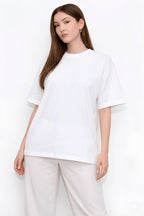 Women Oversized Plain Cotton Casual Everyday Tee