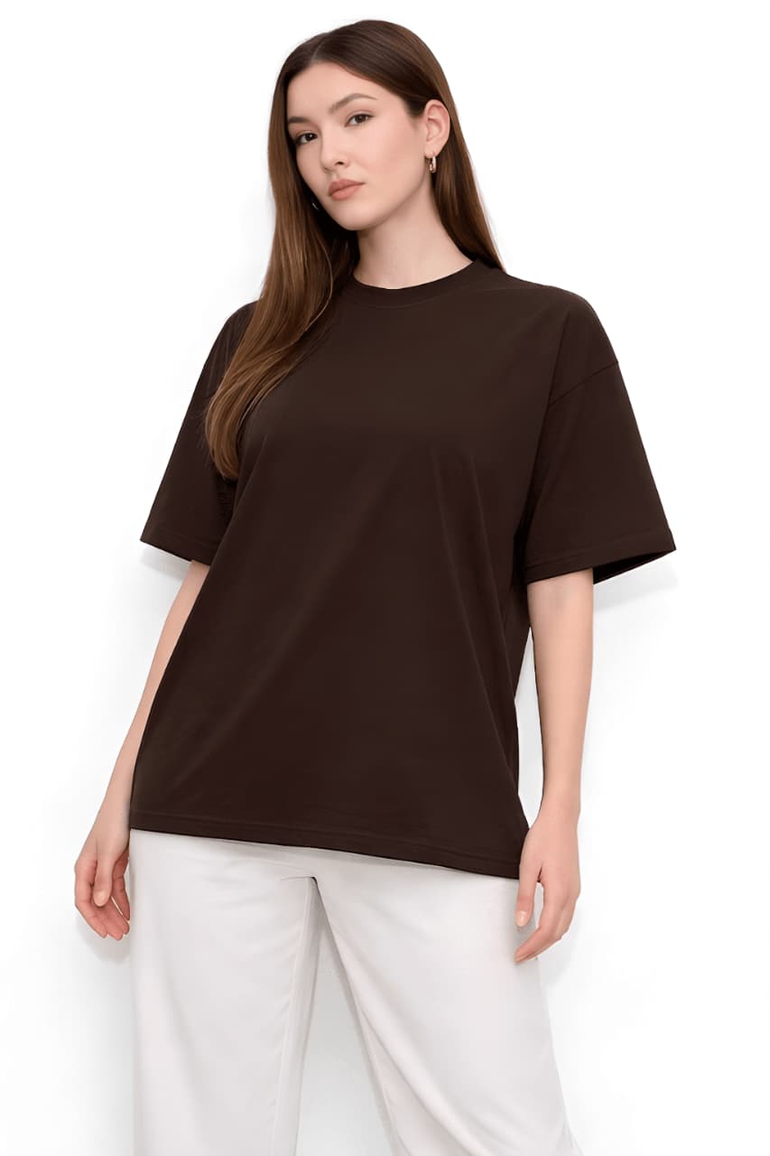 Women Oversized Plain Cotton Casual Everyday Tee