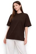 Women Oversized Plain Cotton Casual Everyday Tee