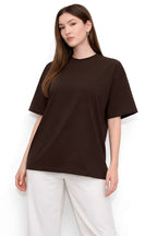 Women Oversized Plain Cotton Casual Everyday Tee
