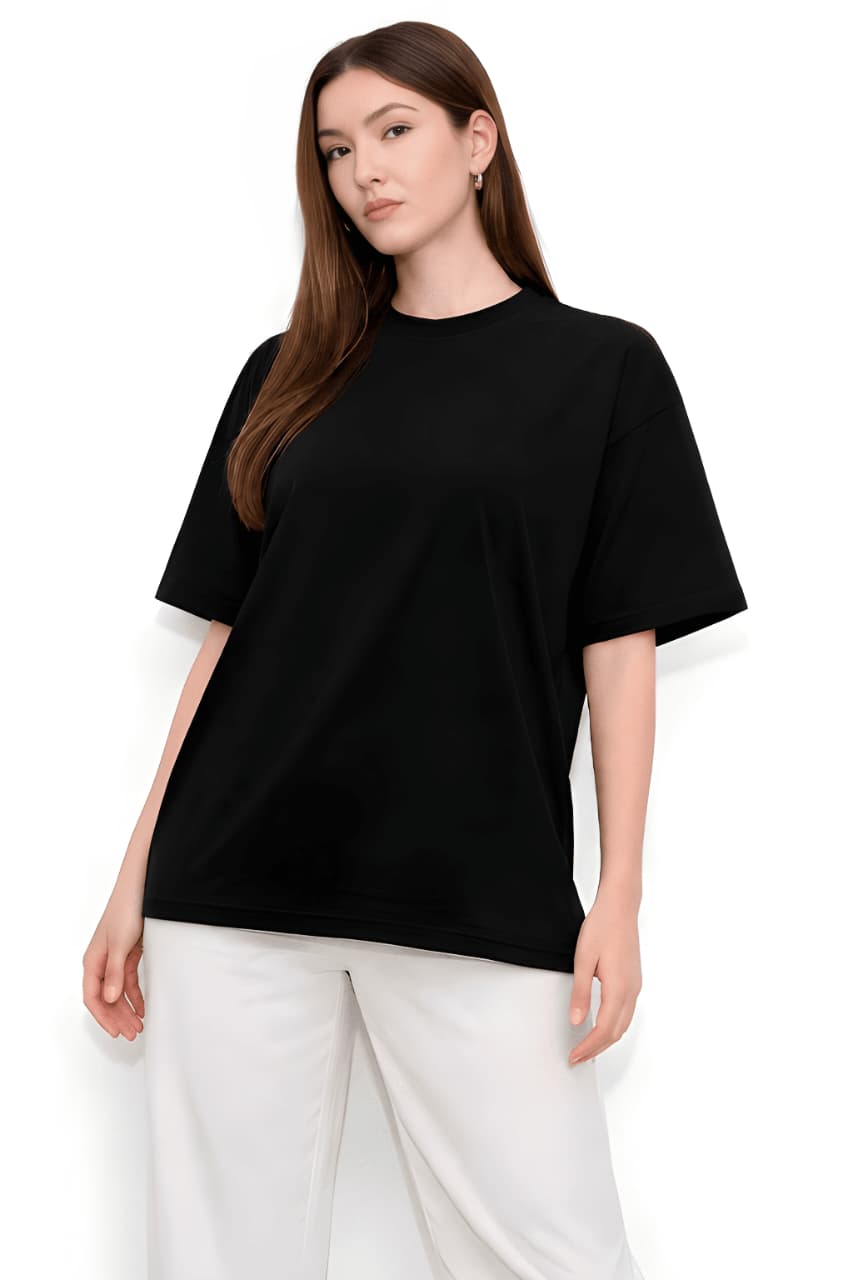 Women Oversized Plain Cotton Casual Everyday Tee