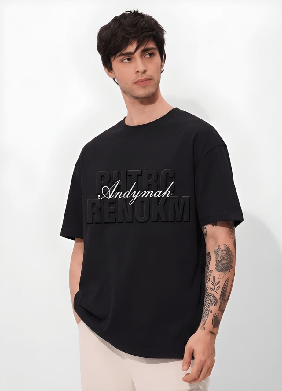 Men's Minimalist Oversized Pure Cotton Black T-Shirt