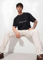 Men's Minimalist Oversized Pure Cotton Black T-Shirt