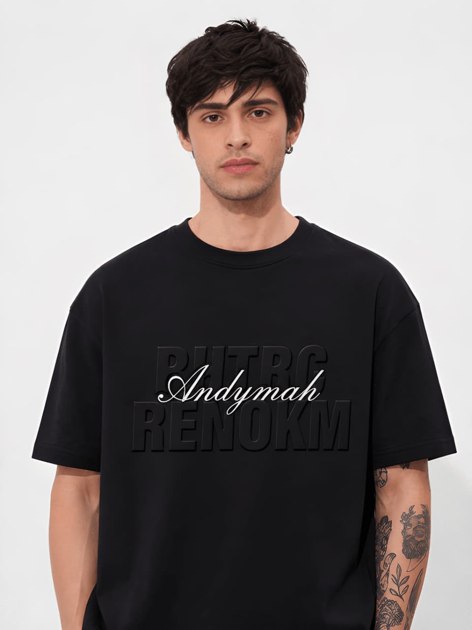Men's Minimalist Oversized Pure Cotton Black T-Shirt