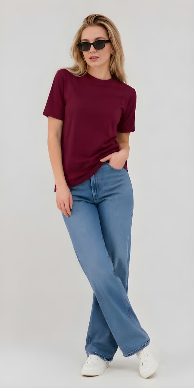 Women's Regular Fit Plain Cotton Tee