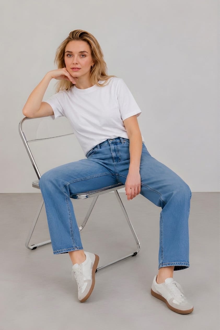 Women's Regular Fit Plain Cotton White Tee