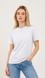 Women's Regular Fit Plain Cotton White Tee