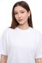 Women Oversized Plain Cotton Casual Everyday Tee