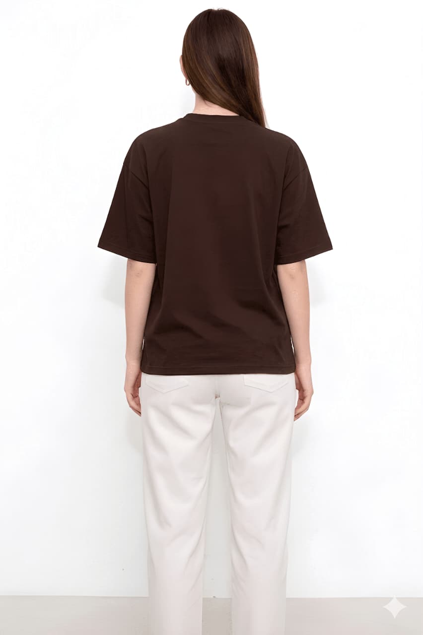 Women Oversized Plain Cotton Casual Everyday Tee