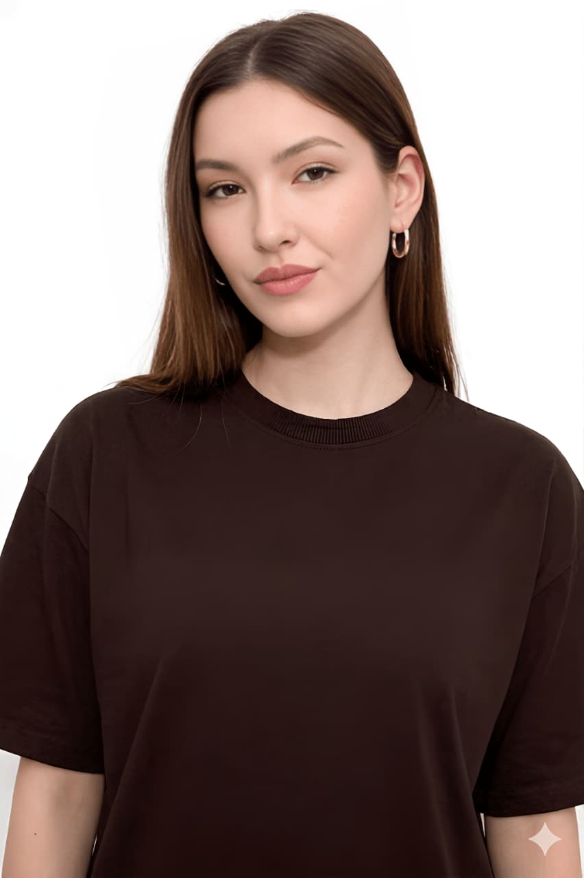 Women Oversized Plain Cotton Casual Everyday Tee