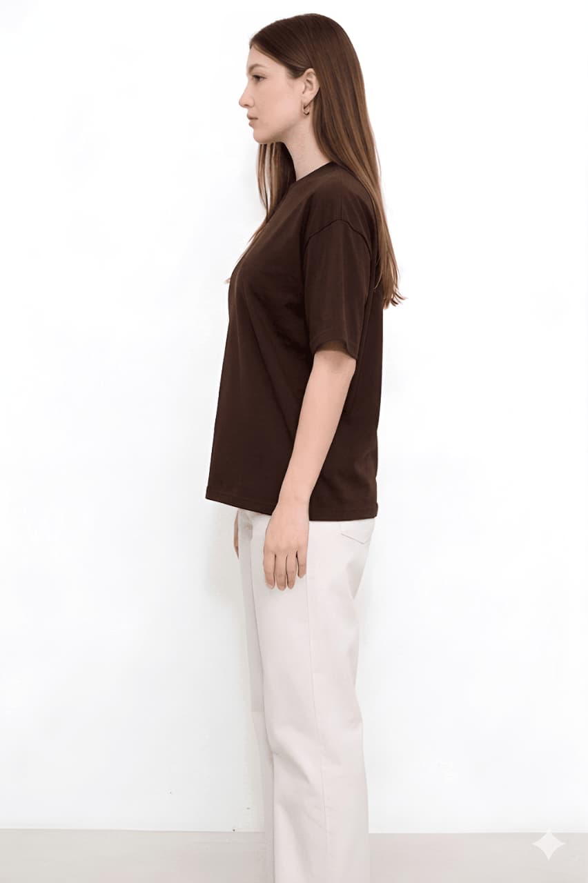 Women Oversized Plain Cotton Casual Everyday Tee